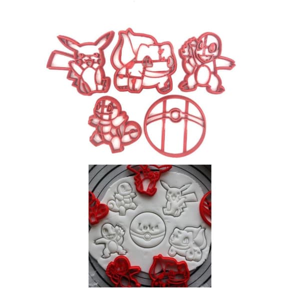 5 st kakskärare Mario/Paw-Patrol/Pokemon 8 cm