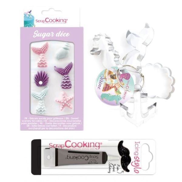 Cookie cutter kit + 6 sjöjungfru söta dekorationer