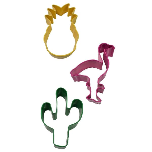 Anniversary House Tropical Poly-Resin Coated Cookie Cutter (Pack of 3) Yellow/Pink/Green One Size