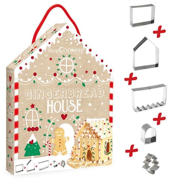 Kakformset för kakor - ScrapCooking - Pepparkakshus - Rostfritt stål - 5 delar - Olika mått