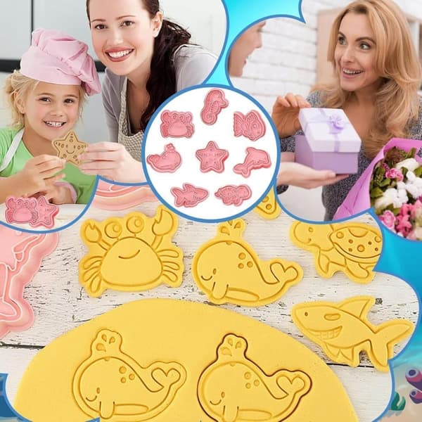 8 stk Havdyr Kageforme Sæt - Kageforme / Honningkageforme - Forskellige designs til bagning