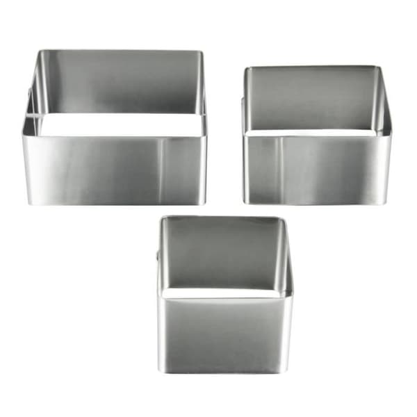 Metaltex Set med 3 fyrkantiga kakformar - 6+8+10 cm - Rostfritt stål, Ugn, Rektangulär, Rostfritt stål, Rostfritt stål, 100 mm