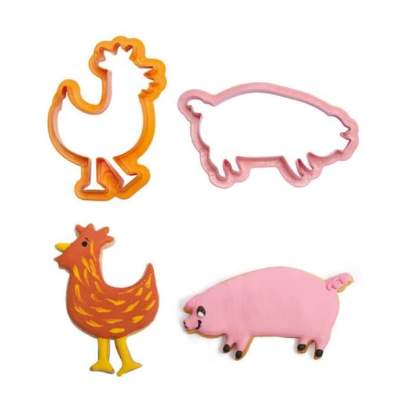 Decoupoir - emporte-pieces Decora - 255040 - 0 Set med 4 Utstansare av Lantdjursmotiv, Plast