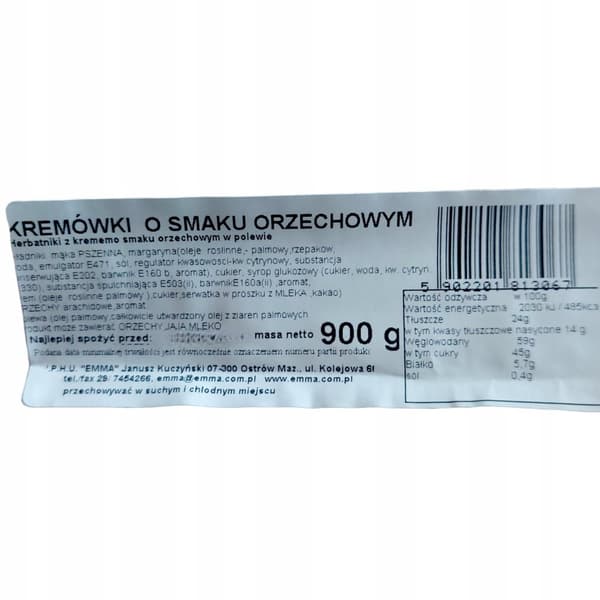 Keksi pähkinänmakuisella kermalla 900g Pähkinänmakuisia voiteita