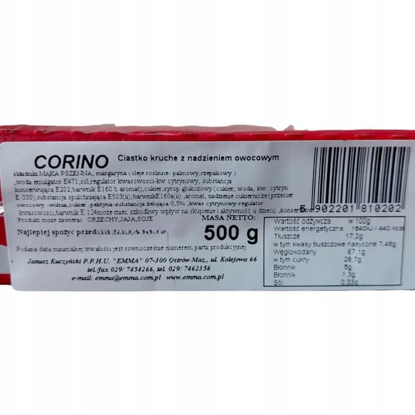 Småskorpe-kiks med frugtfyld 500g Corino