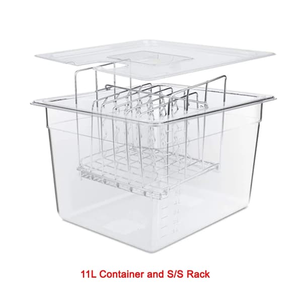 Set för Sous Vide i rostfritt stål, 11L behållare, justerbar hylla,Rack N 11L Behållare