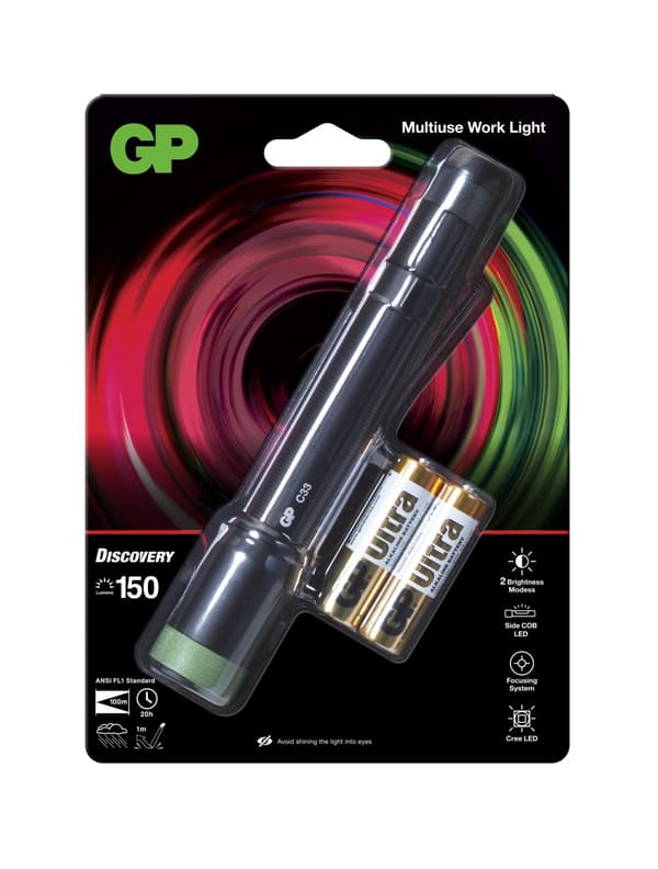 Torch  GP BATTERIES  Discovery  LED C33  150 lumens Svart, Grön