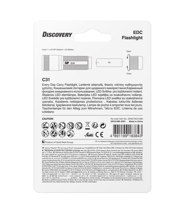 GP Discovery Flashlight, C31X, 100 lumens musta