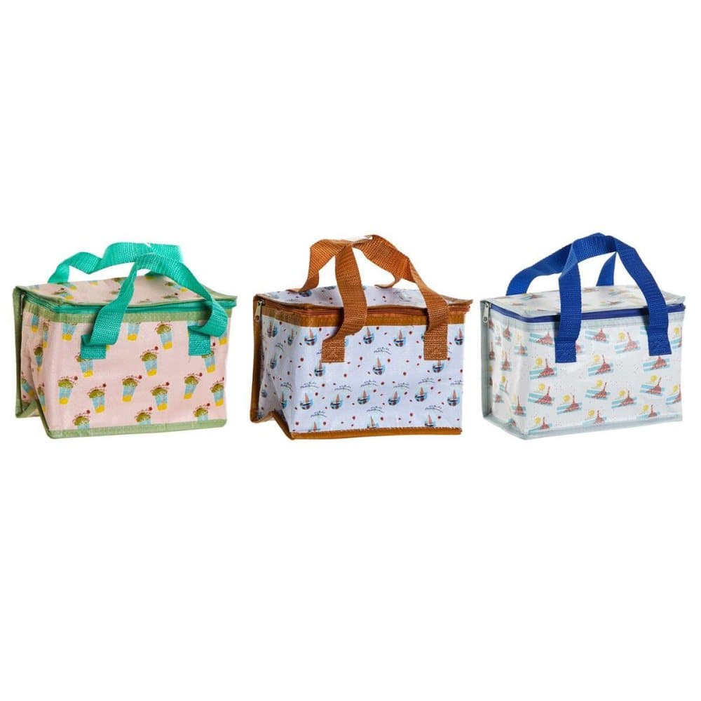 Cool Bag DKD Home Decor Blue Brown Green PP Nylon (21 x 14 x 13 cm) (3 Units)