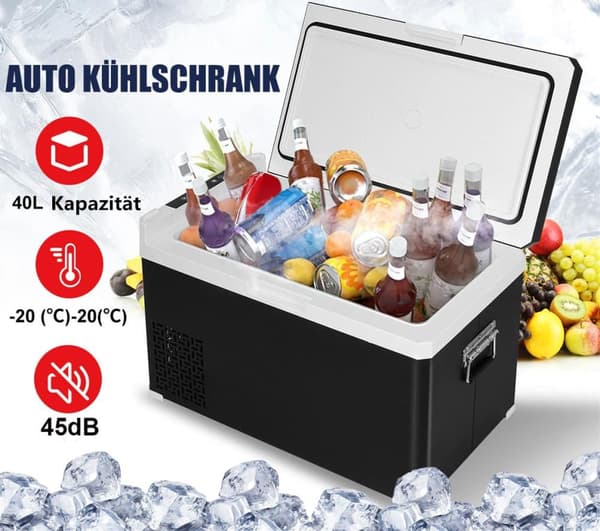Hcalory elektrisk kylbox, Kompressor Kylskåp Mini, Kapacitet: 40L, 12V/24V 110-240V