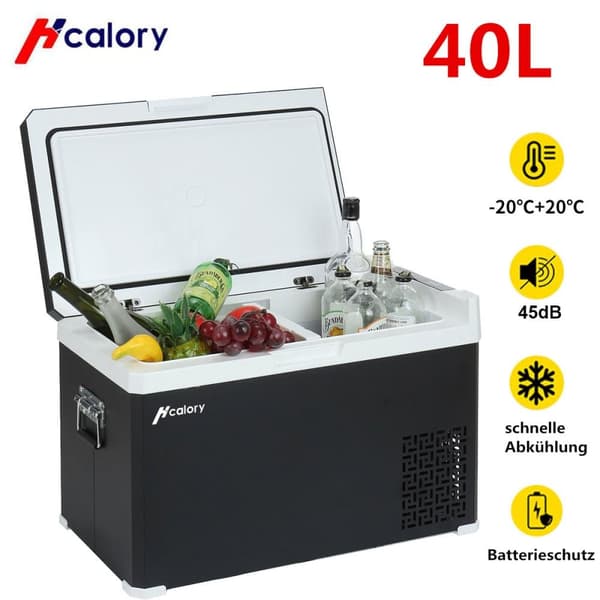 Hcalory elektrisk kylbox, Kompressor Kylskåp Mini, Kapacitet: 40L, 12V/24V 110-240V