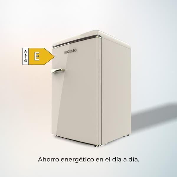 Cecotec TT Origin Beige mini retro refrigerator, class E, with 118L capacity, ICEBOX and LED inside.