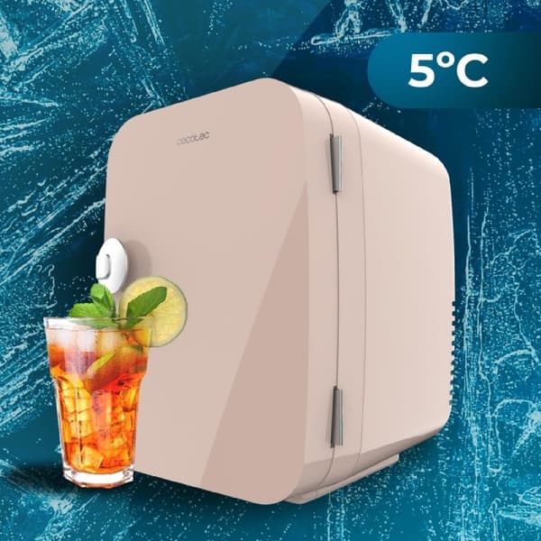 Cecotec MiniCooling Río Cream 4 L mini fridge, 12 V-220 V operation, car and caravan compatible, cooling and heating function, temperature range 5-65