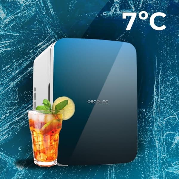 Cecotec MiniCooling Bahamas Pat 1 10 L mini fridge 12 V-220 V operation, compatible with cars and caravans, cooling and heating function, 7-65 °C tem
