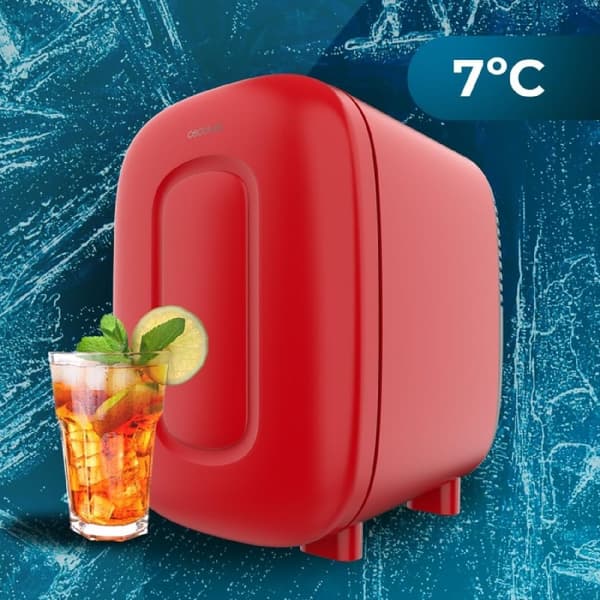 Cecotec MiniCooling Bora Red 4 L mini fridge, 12 V-220 V operation, car and caravan compatible, cooling and heating function, temperature range 7-50
