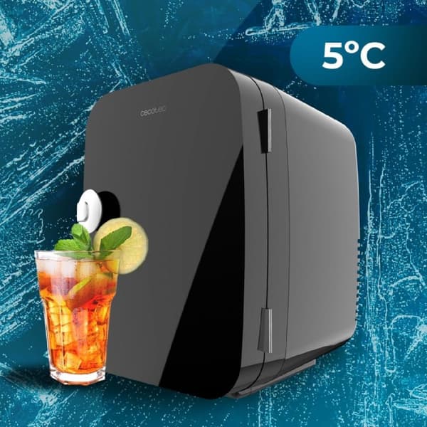 Cecotec MiniCooling Río Black 4 L mini fridge, 12 V-220 V operation, car and caravan compatible, cooling and heating function, temperature range 5-65