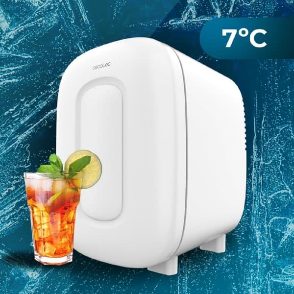 Cecotec MiniCooling Bora White 4 L mini fridge, 12 V-220 V operation, car and caravan compatible, cooling and heating function, temperature range 7-5