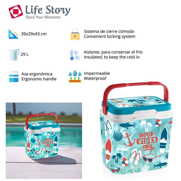 Sp Berner Kannettava Jäähdytin Life Story 29l Good Vibes Sininen