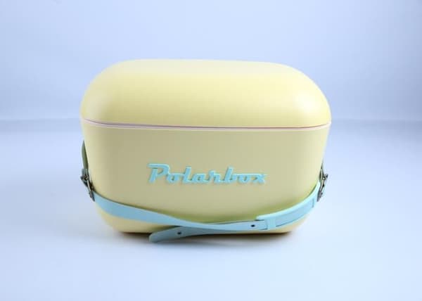 Bärbar kylare - Polarbox - Retro Vintage - Gul - 20 liter - Lock konverterbart till bord