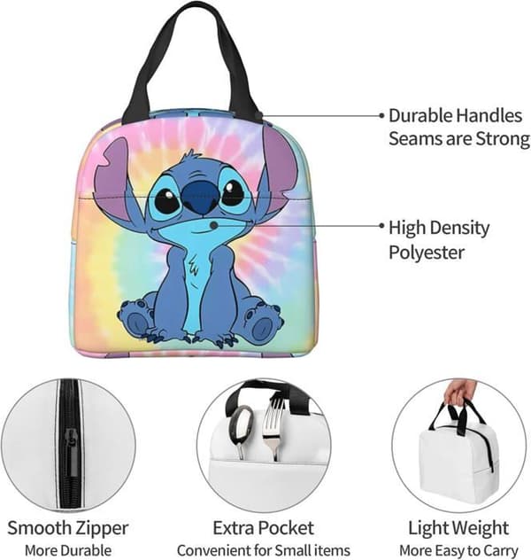 Stitch Återanvändbar isolerad matsäck för barn och vuxna för skola, picknick, arbete