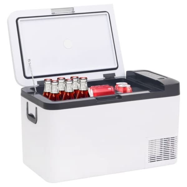 Kylbox med handtag och adapter 25 L svart och vit PP & PE