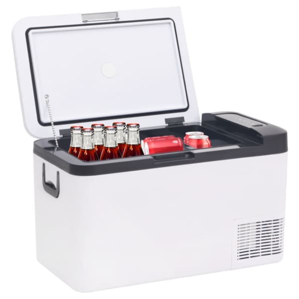 Kylbox med handtag och adapter 18 L svart och vit PP & PE