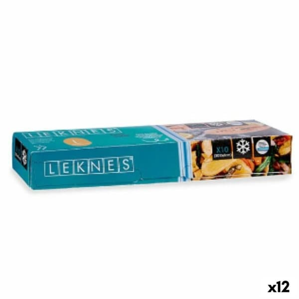 Sæt med genanvendelige poser til fødevarer Leknes 190939000480 Blå Polyetylen 7 L 30 x 40 cm ziplock (12 enheder)