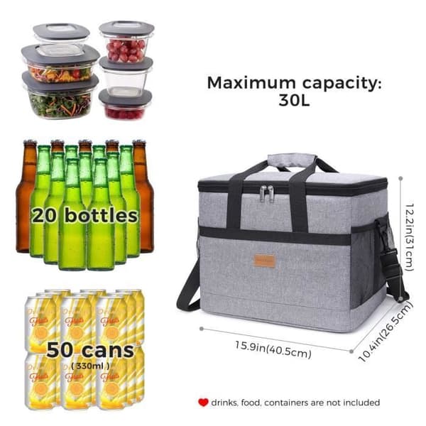Lifewit 30L Bärbar Lunchkylväska för Lunch Beach Picknick Camping BBQ