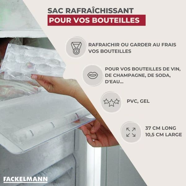 Isothermisk påse för flaska - Fackelmann - 49397 - PVC - Gel - Röd/Blå/Transparent