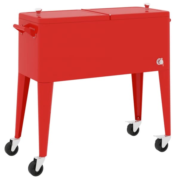 Kylbox med hjul röd 92x43x89 cm