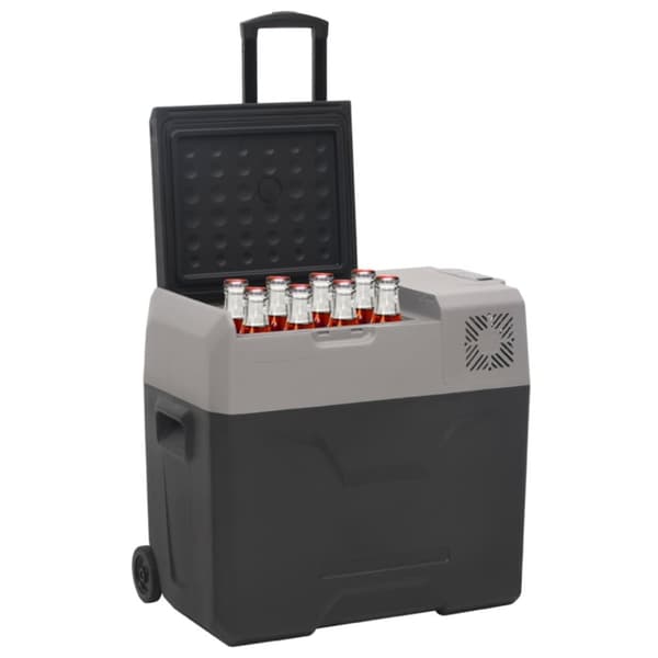 Kylbox med hjul & handtag 30 L svart & grå polypropylen