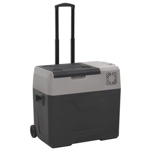 Kylbox med hjul & handtag 30 L svart & grå polypropylen