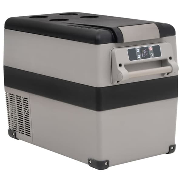 Kylbox med handtag 55 L svart och grå PP & PE