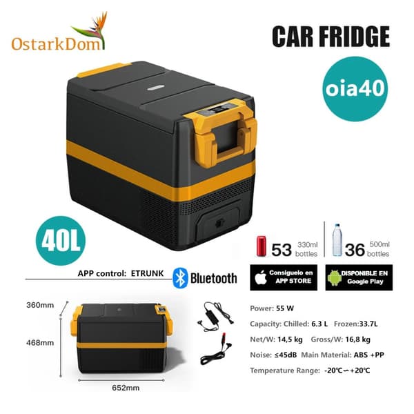 Bärbar bilkyl, 30L till 50L kapacitet, batteriskydd,Oia 40L