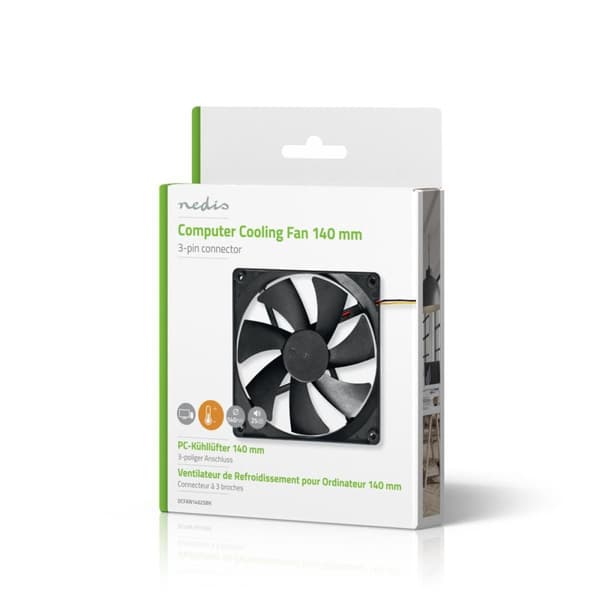 Nedis DC-ventilator | DC | Ventilatorstørrelse: 140 mm | 3-Pin | 24.9 dBA | Sort