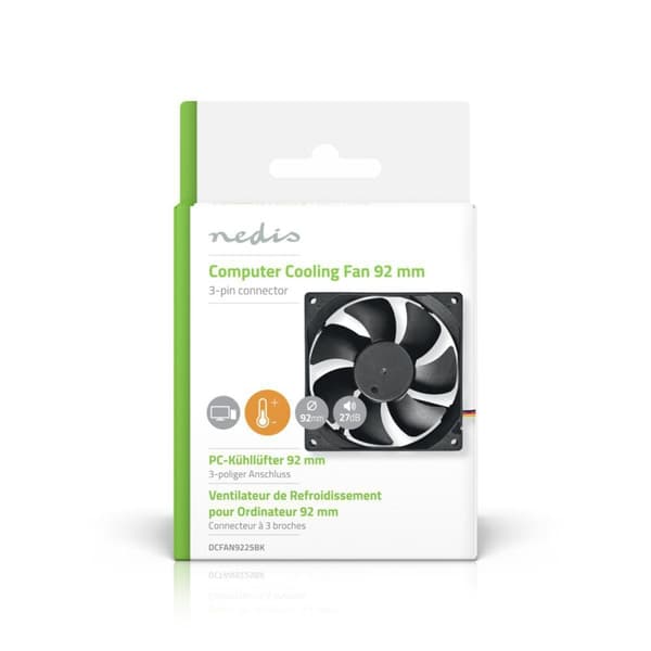 Nedis DC-vifte | DC | Vifte størrelse: 92 mm | 3-Pin | 26.7 dBA | Sort