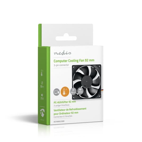Nedis DC-vifte | DC | Vifte størrelse: 92 mm | 3-Pin | 26.7 dBA | Sort