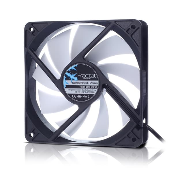Fractal Design Silent Series R3 120 mm, Chassisvifte, 12 cm, svart, hvit
