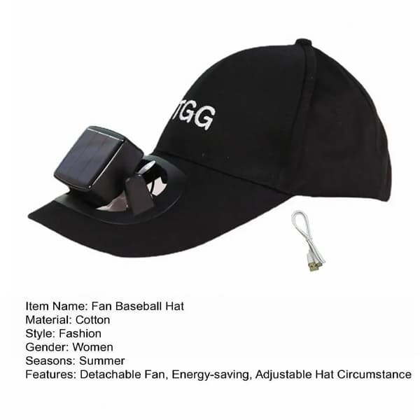 Sommer solbeskyttelseshat Sun Cap Fan baseball cap - Sort