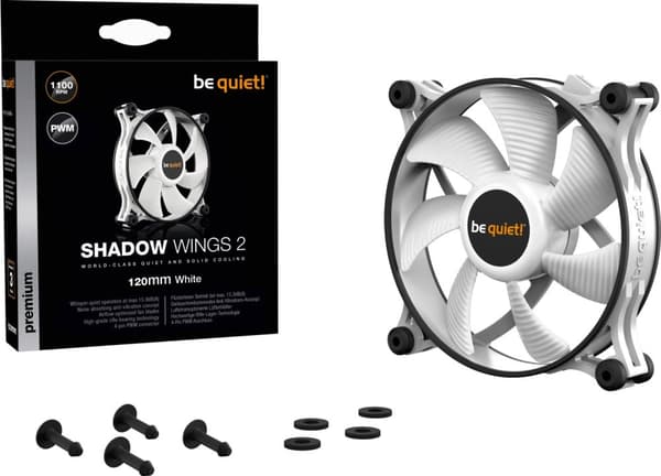 Be Quiet! Shadow Wings 2 PWM-fläkt, 120 mm, vit