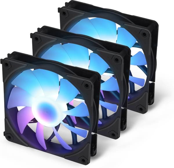 Blackstorm Luna UF120 ARGB PWM-viftepakke, svart, 120 mm, 3 stk. pakke