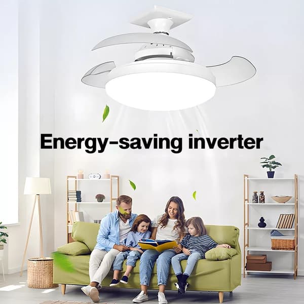 Loftsventilator E27 Ventilator Loftslys med fjernbetjening APP kontrol 3 hastigheder dæmpbar