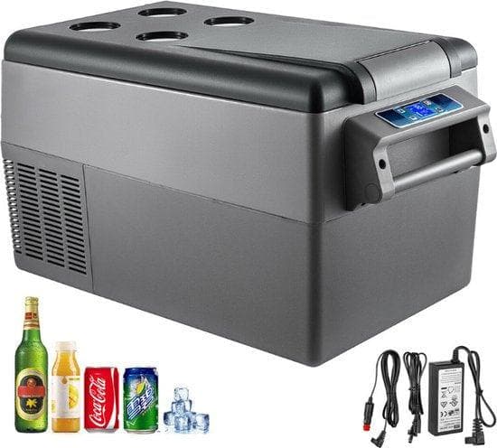 Bilkyl | 35 l | LED -skärm | med kompressor Bärbart kylskåp Electric Cooling Box | Silver magmuskler