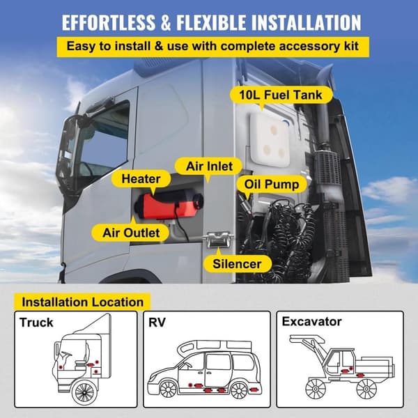 2KW 12V fordonsparkeringsvärmaresats, högeffektiv dieselluftvärmare, låg energiförbrukning, intelligent LCD-kontroll