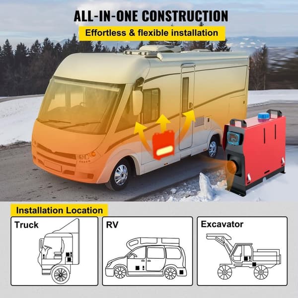 8KW allt-i-ett bilparkeringsvärmare med ljuddämpare, energibesparande dieselluftvärmare, lågt brus, med LCD-skärm/fjärrkontroll