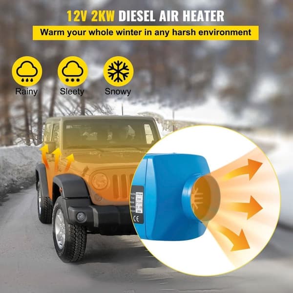 12V 2KW energibesparande dieselluftvärmare med LCD/fjärrkontroll, stor luftvolym