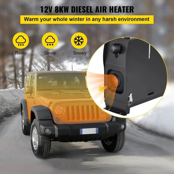 12V 8KW integrerad dieselluftvärmare med fjärrkontroll, energibesparande, låg brus