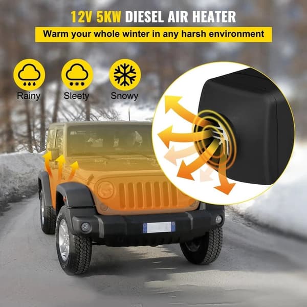 12V 5KW energibesparande dieselluftvärmare med LCD och fjärrkontroll, lågt brus