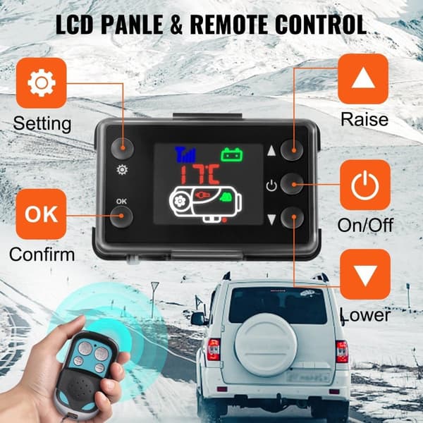 12V 8KW effektiv dieselluftvärmare med LCD/fjärrkontroll, låg energiförbrukning
