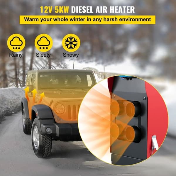 12V 5KW energibesparande integrerad dieselluftvärmare,4 luftuttag,LCD-kontroller